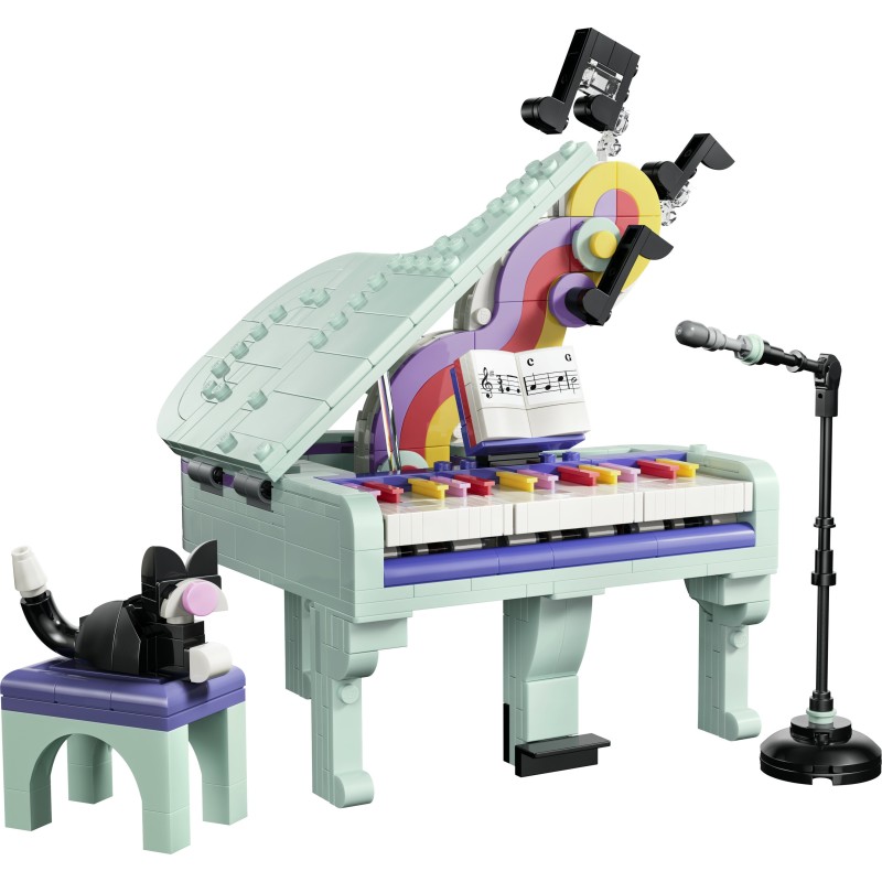 LEGO Creator 31392 3in1  Pianoforte Decorativo con Gatto, Giocattolo Retrò Trasformabile in Radio o Giradischi, Regalo da 9+