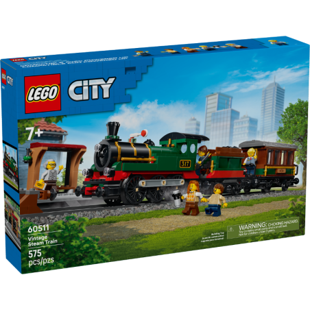 LEGO City 60511 Treno a Vapore Vintage, Giocattolo STEM con Stazione,